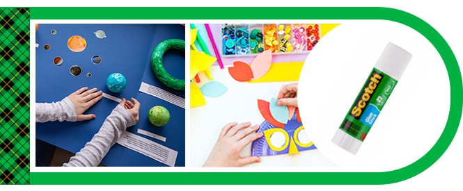 Scotch® Colla Stick e esempi di utilizzo - creazione di opere d'arte e progetti scolastici
