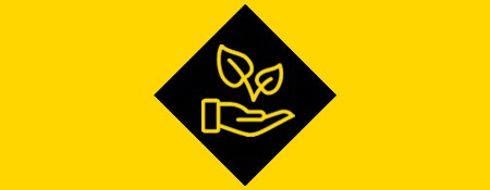 Icona Sostenibilità nei colori giallo e nero
